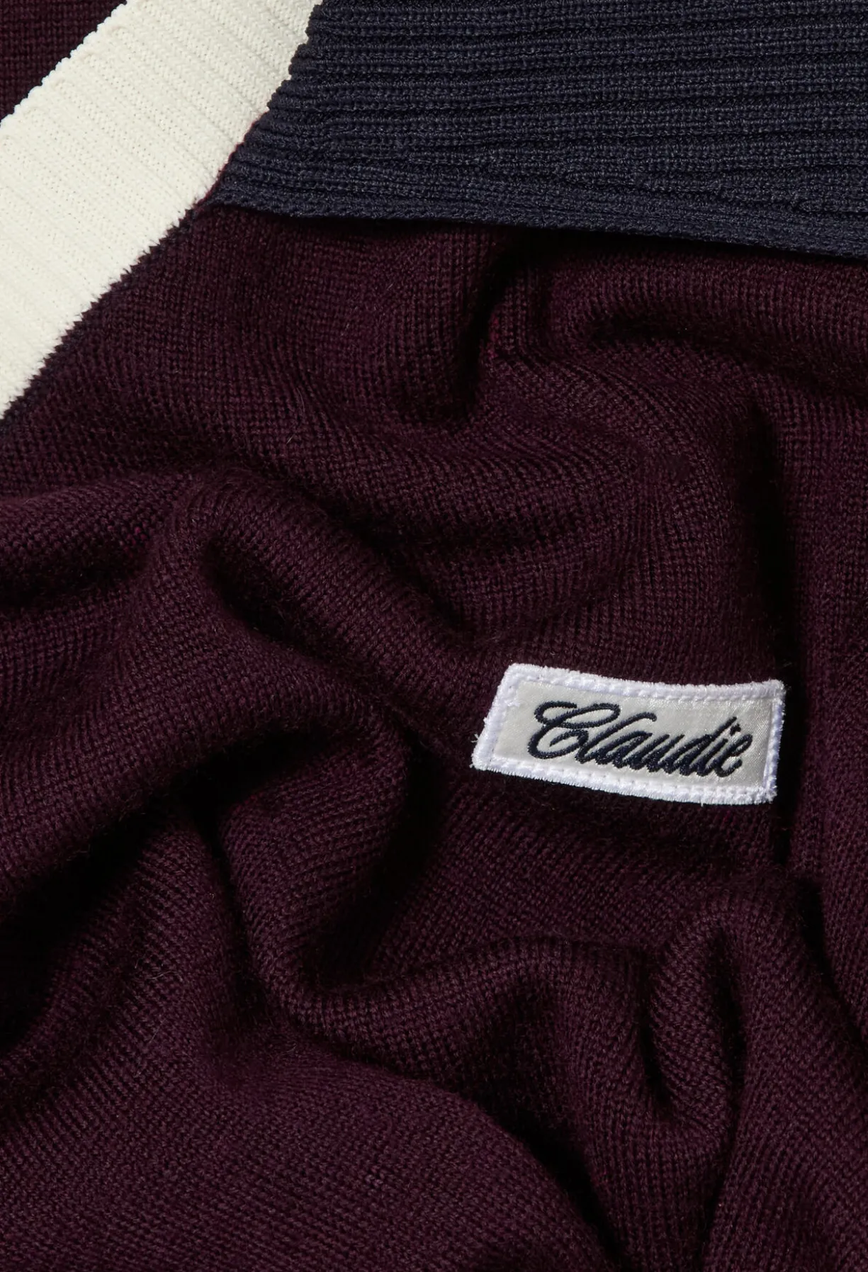 Pull maille double col contrasté