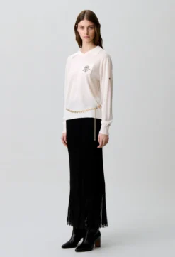 Pull maille fleur brodée