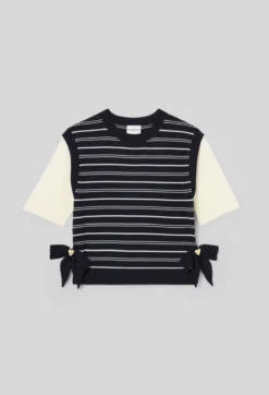 Pull maille rayé cœur