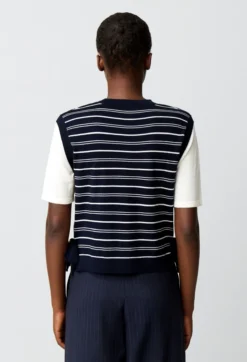 Pull maille rayé cœur