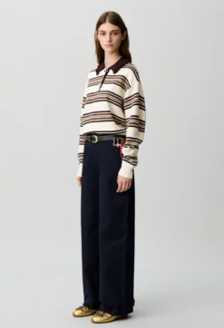 Pull polo large rayé