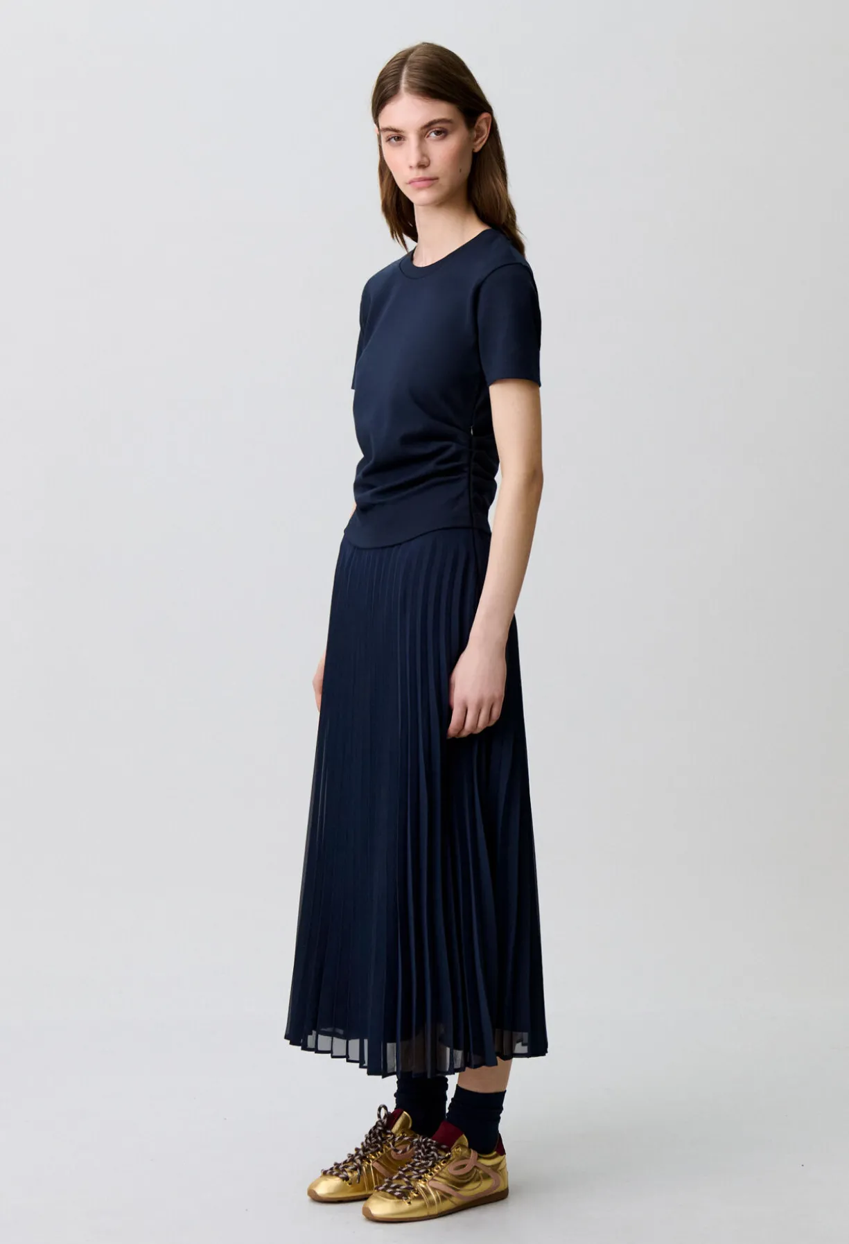 Robe bi-matière trompe-l'œil
