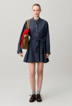 Robe chemise coton carreaux