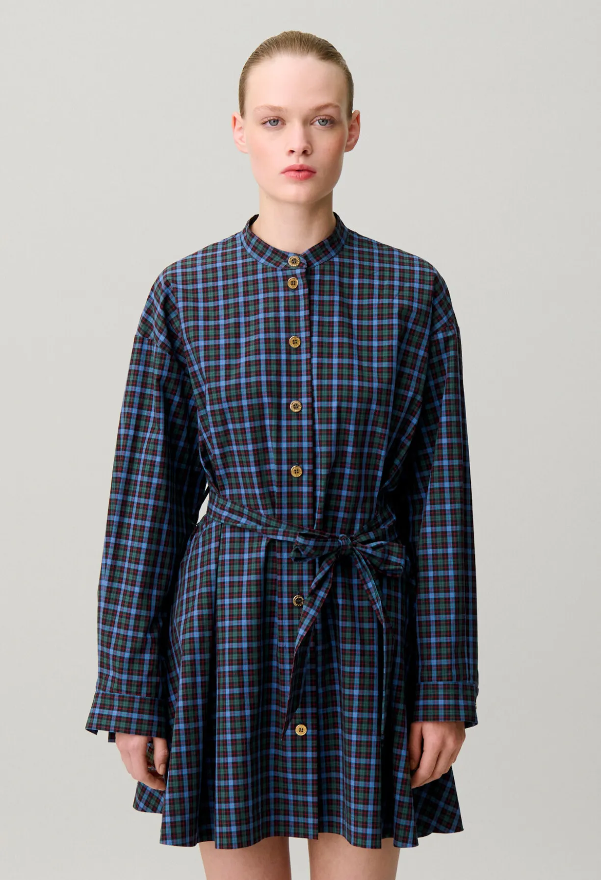 Robe chemise coton carreaux