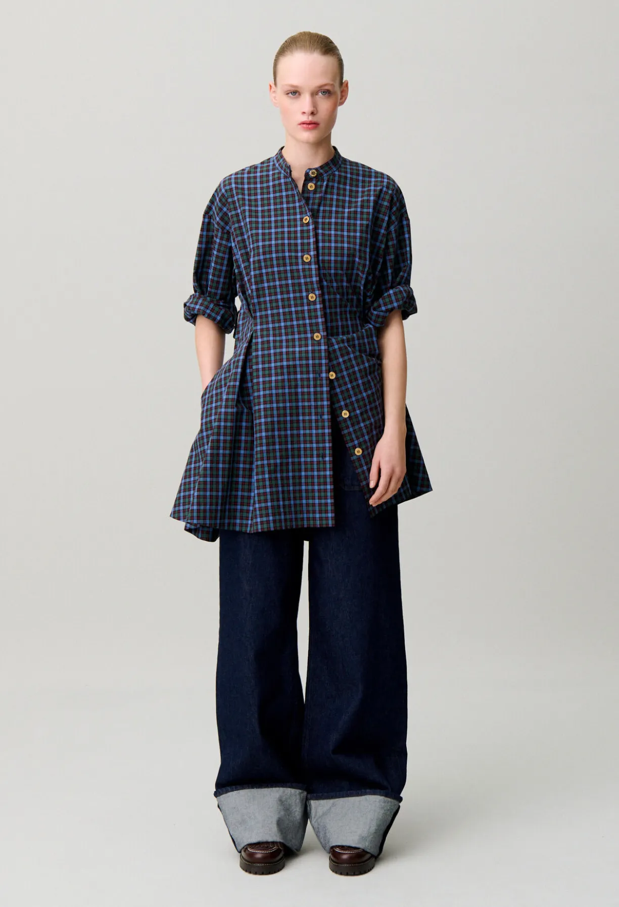 Robe chemise coton carreaux
