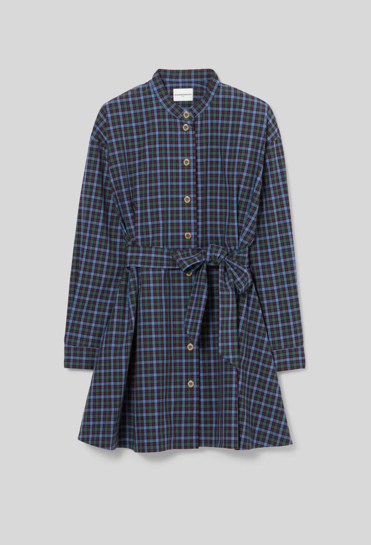 Robe chemise coton carreaux