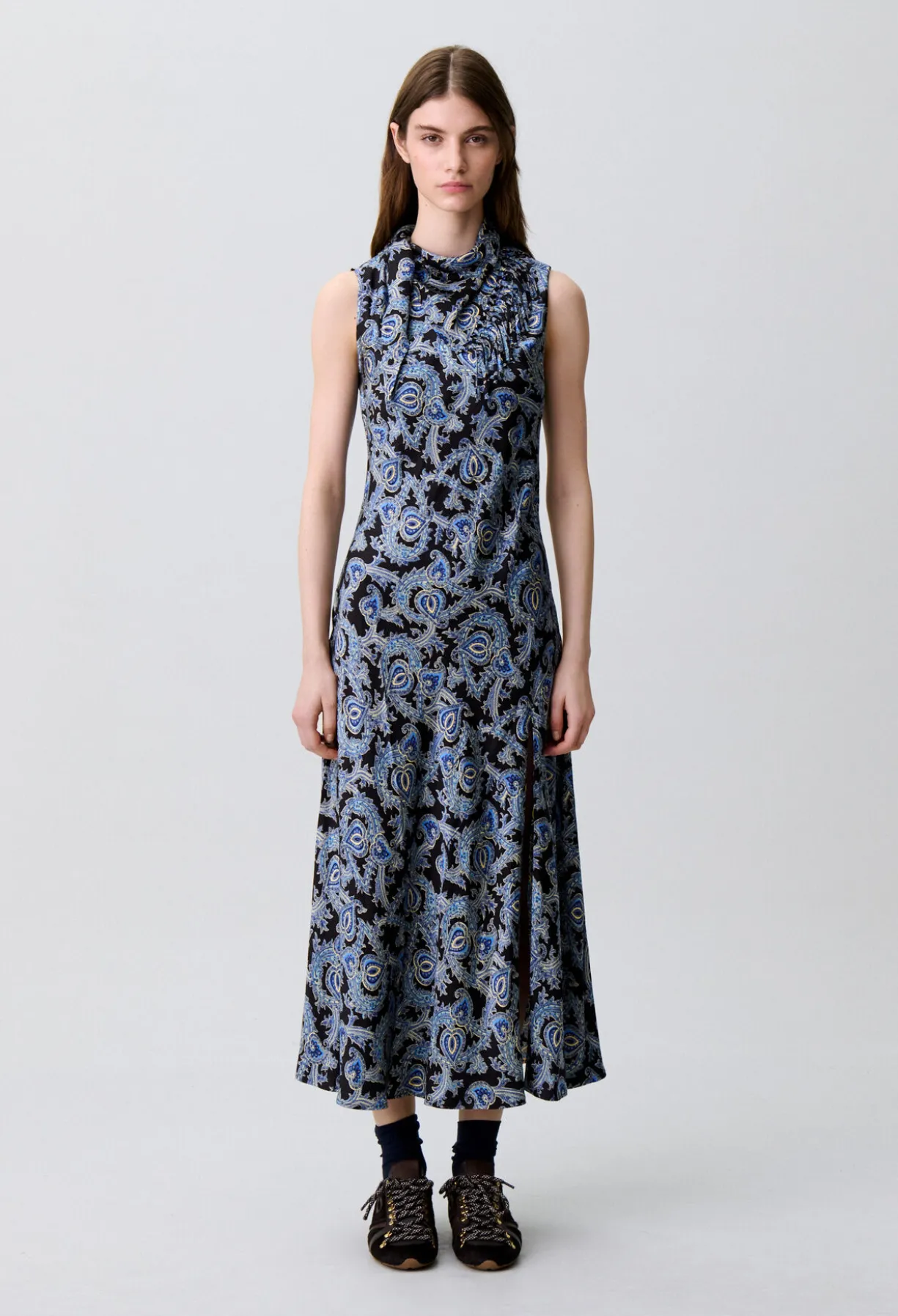 Robe fluide satinée imprimée