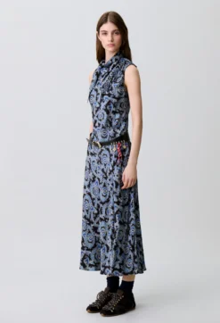 Robe fluide satinée imprimée