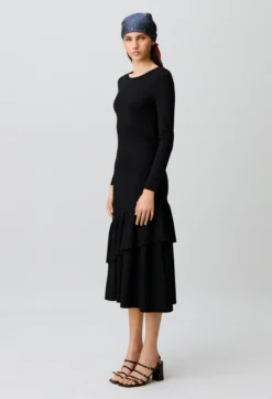 Robe moulante jersey volants