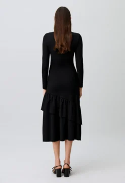 Robe moulante jersey volants