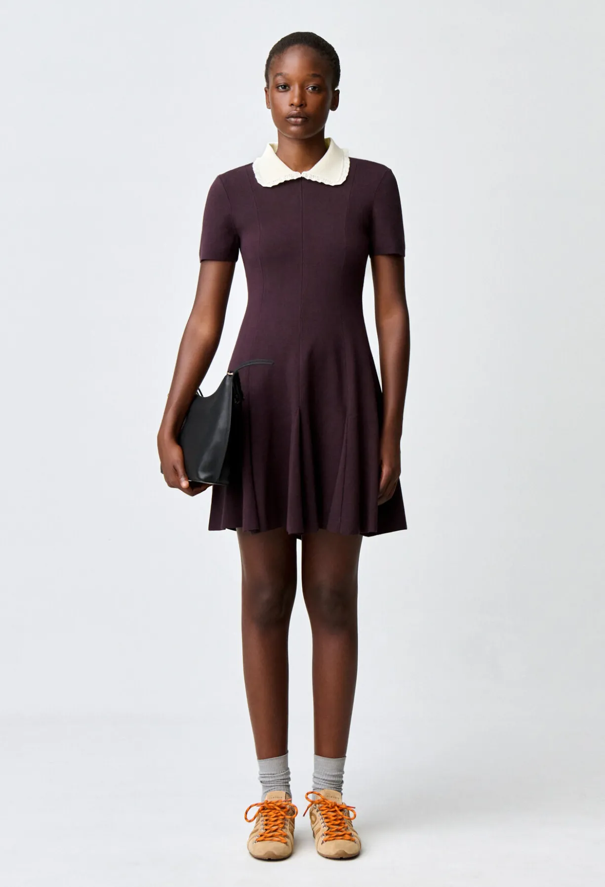Robe patineuse maille col chemise