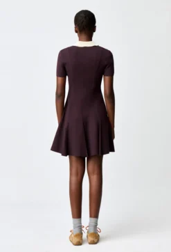 Robe patineuse maille col chemise