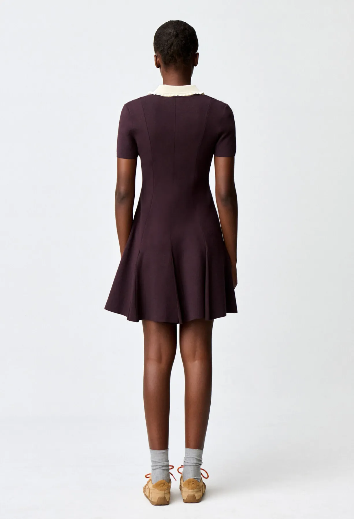 Robe patineuse maille col chemise