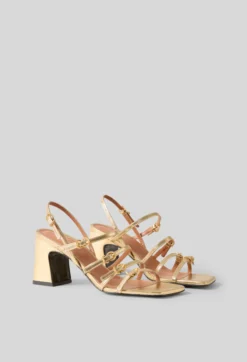 Sandales à talon cuir métallisé