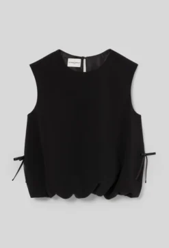 Top blousant col rond nœuds satin