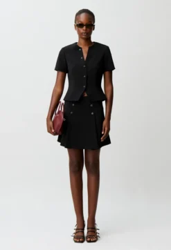 Top cintré col V boutonné