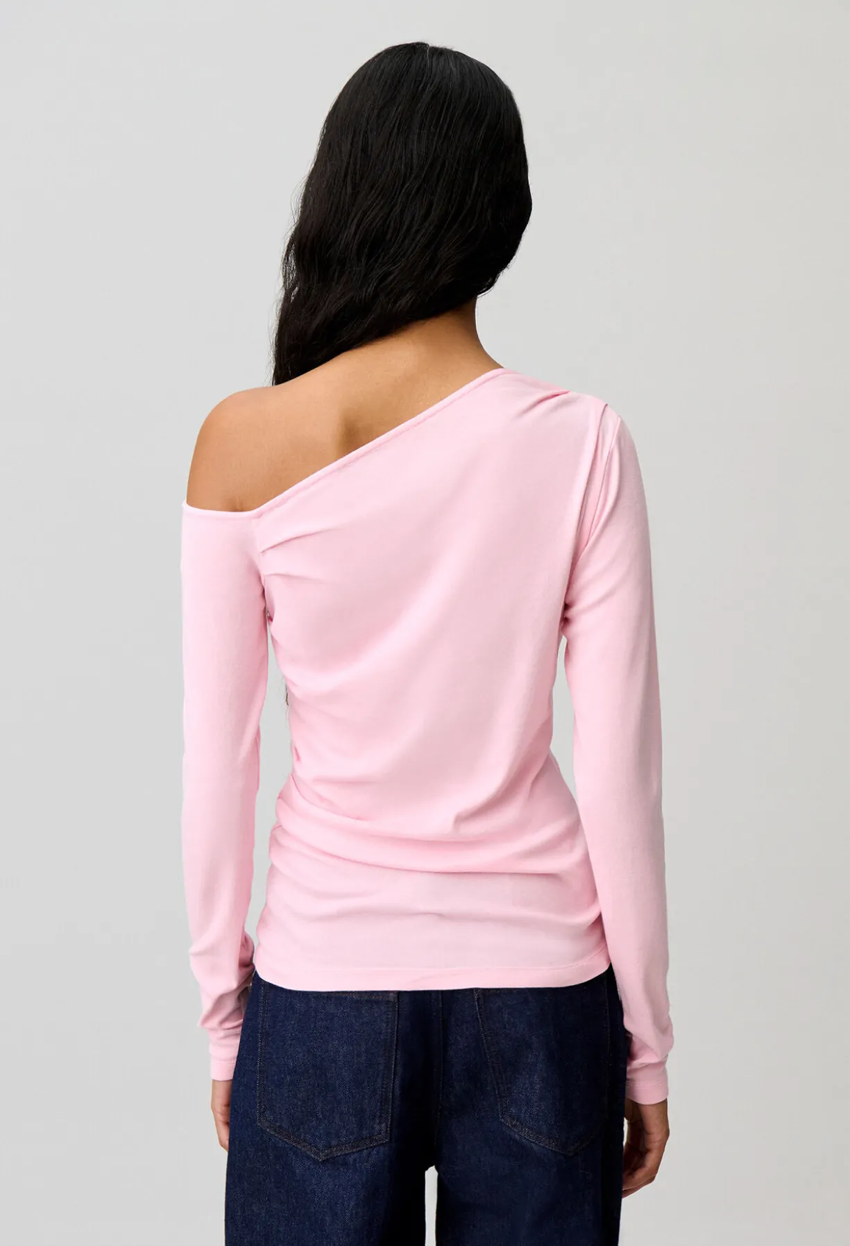 Top rose asymétrique en coton