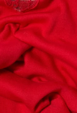 Top rouge en coton à cœur dentelle