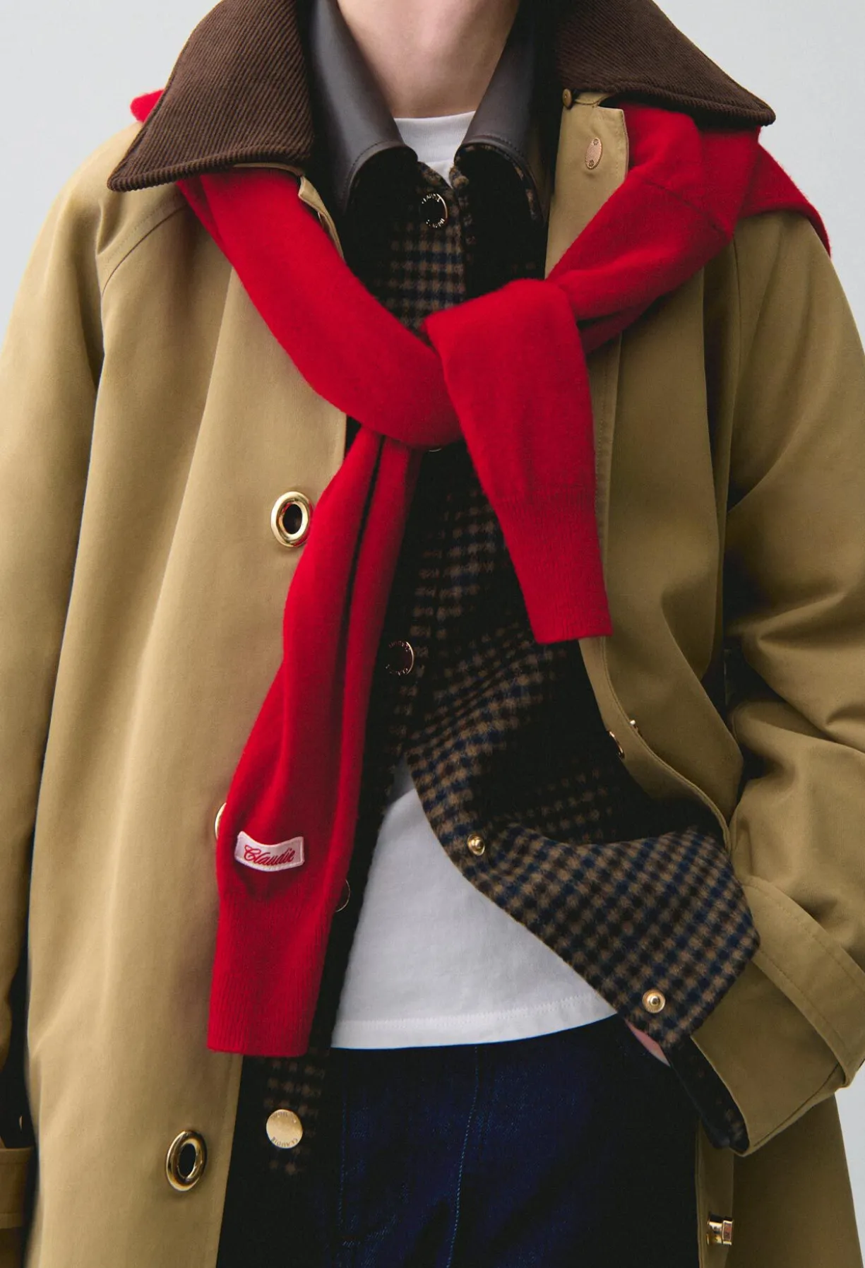 Trench col velours amovible