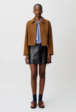 Veste courte cuir suède