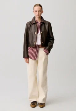 Veste courte cuir vieilli