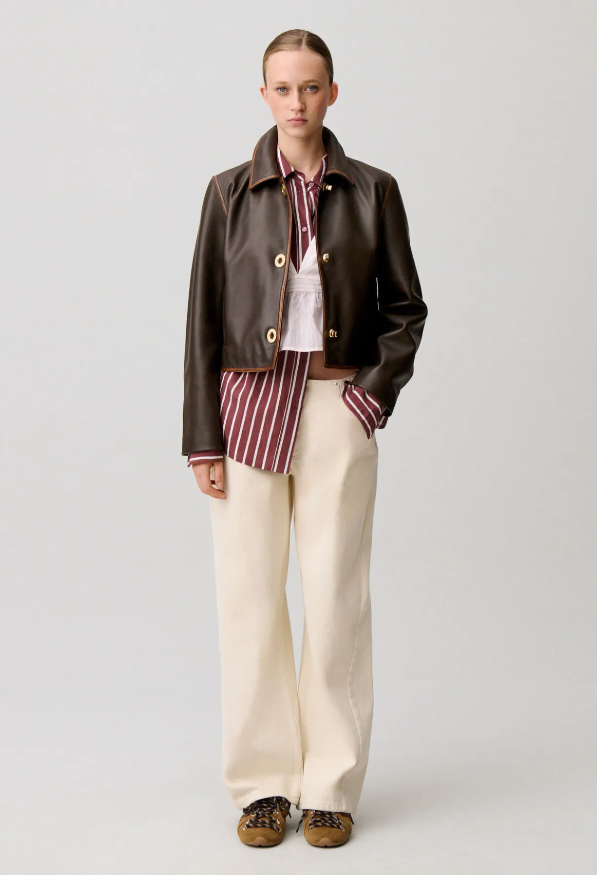 Veste courte cuir vieilli
