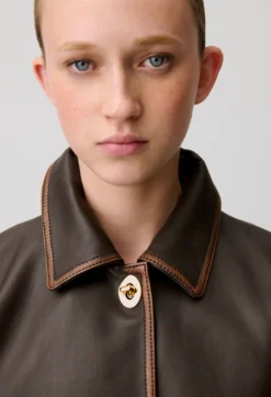 Veste courte cuir vieilli