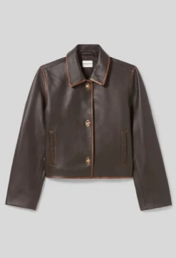 Veste courte cuir vieilli