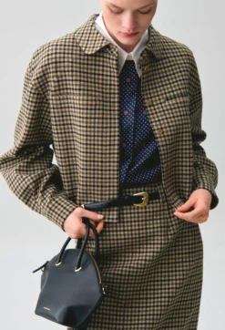 Veste courte laine mélangée à carreaux