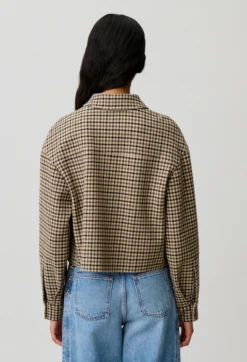 Veste courte laine mélangée à carreaux