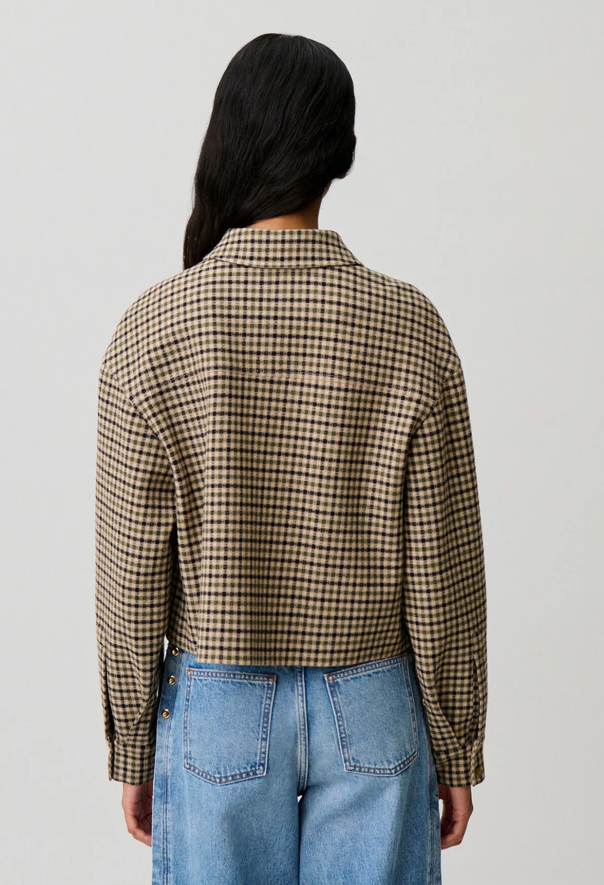 Veste courte laine mélangée à carreaux