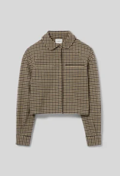 Veste courte laine mélangée à carreaux
