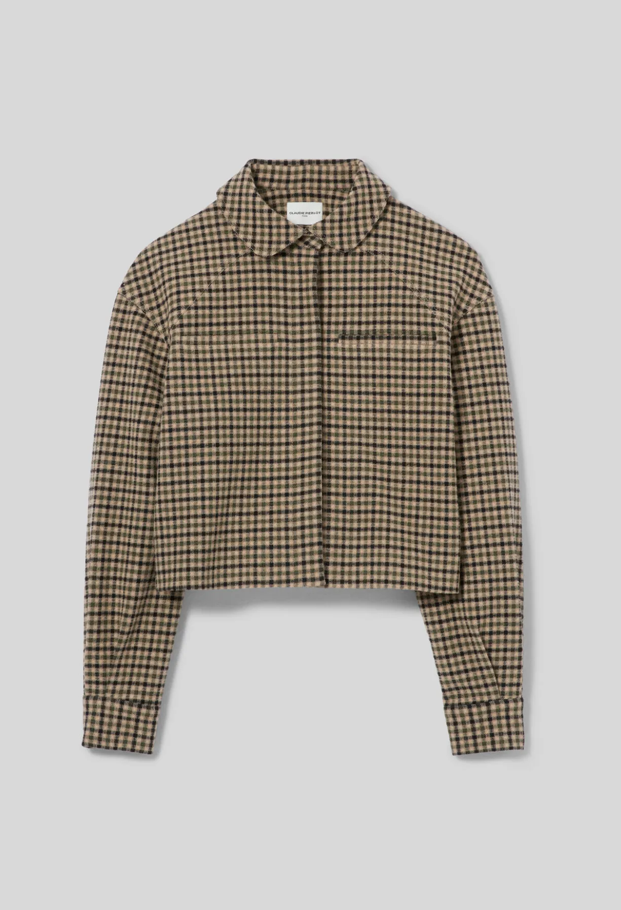 Veste courte laine mélangée à carreaux