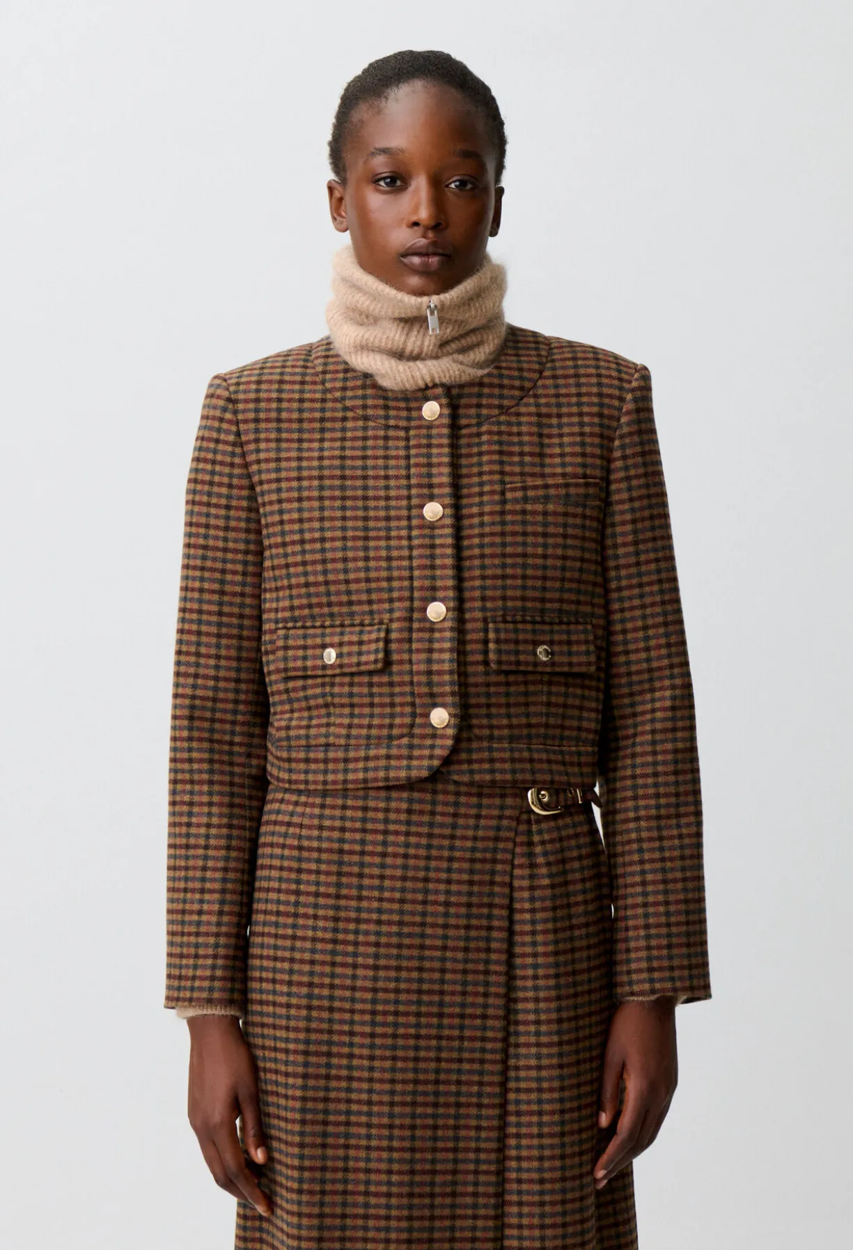 Veste droite à carreaux