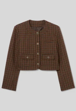 Veste droite à carreaux