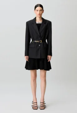 Veste droite tissu rayé scintillant