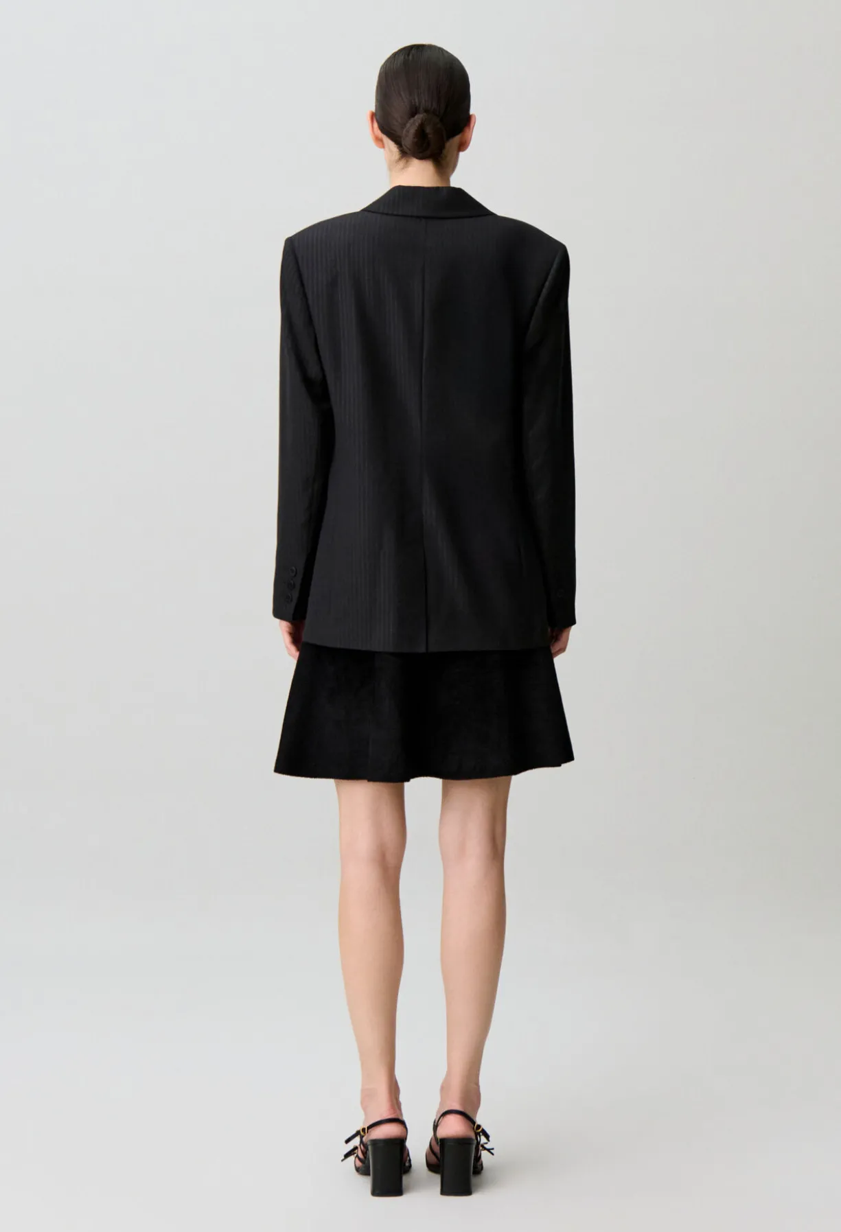 Veste droite tissu rayé scintillant