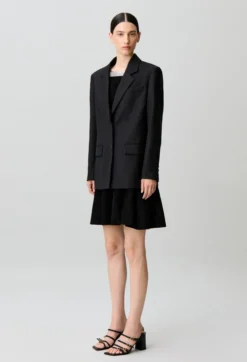Veste droite tissu rayé scintillant