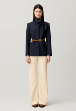 Veste laine foulard amovible