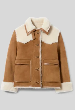 Veste peau lainée col cuir
