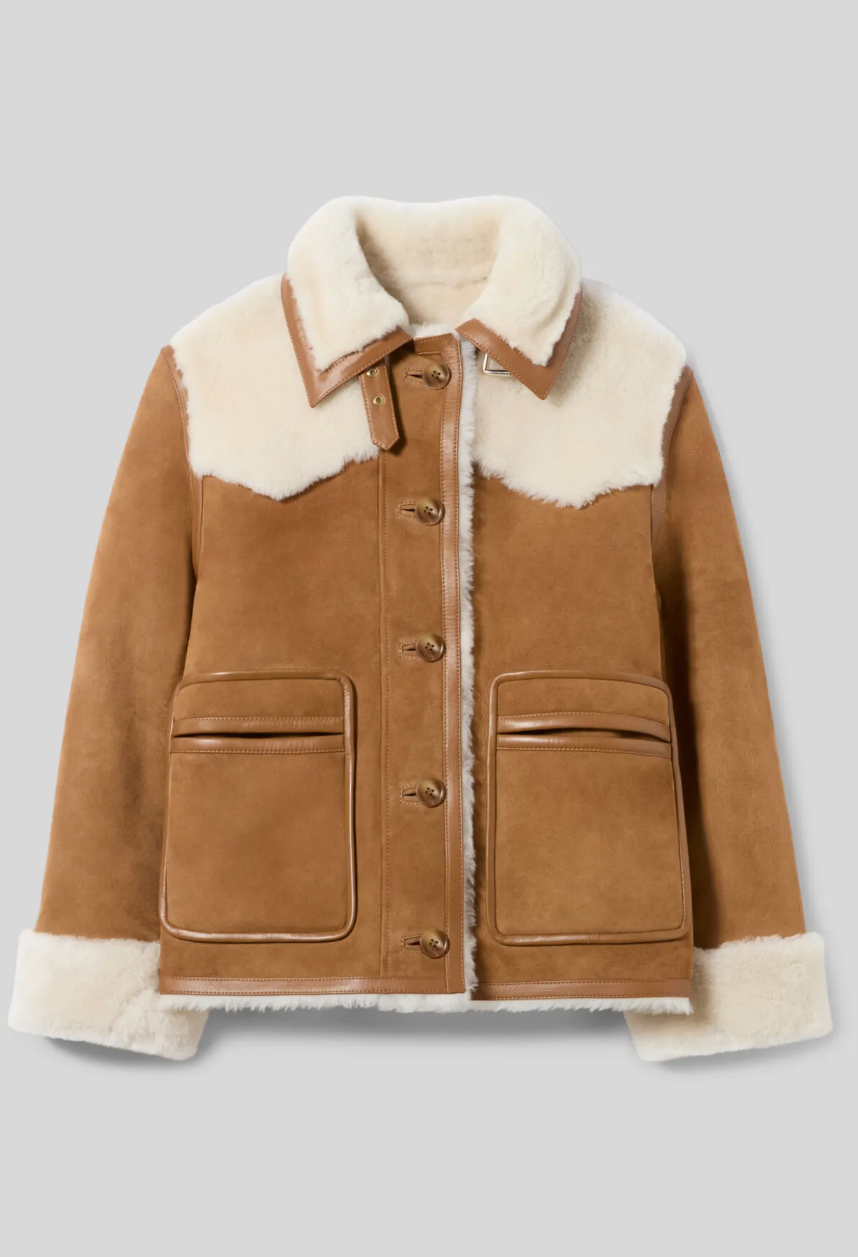 Veste peau lainée col cuir